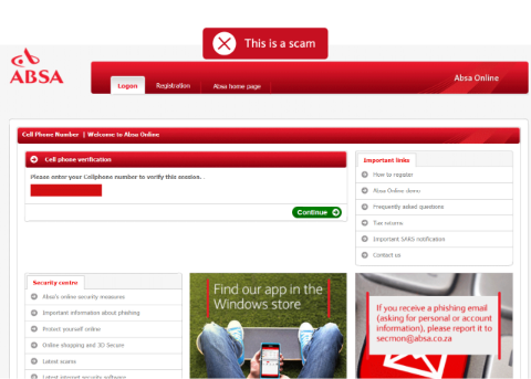 Absa online Scam site